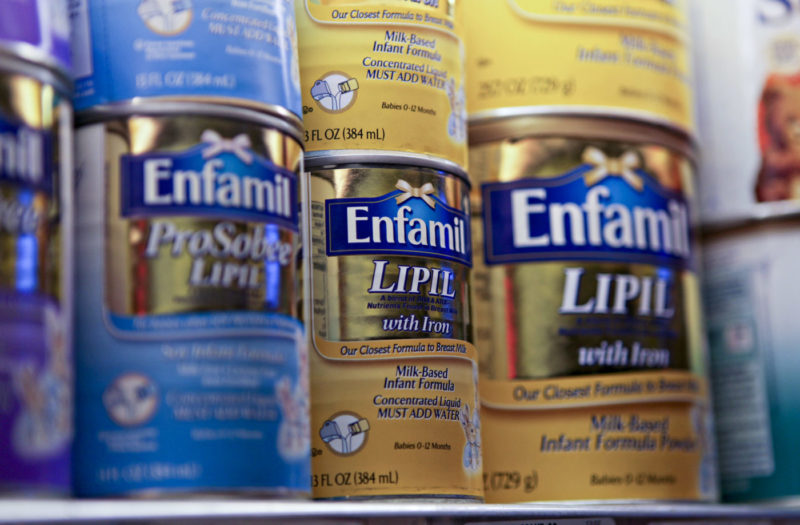 UNITED STATES - FEBRUARY 06:  Enfamil infant formula, made by Mead Johnson Nutrition Co., sits on display in a supermarket in New York, U.S., on Friday, Feb. 6, 2009. Mead Johnson Nutrition Co., the largest maker of infant formula, is among five companies seeking to raise as much as $1.13 billion by selling shares next week in the first U.S. initial public offerings in 2009.  (Photo by Daniel Acker/Bloomberg via Getty Images)