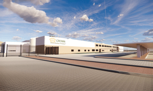 A rendering showing what the new Mesquite Crown Holdings manufacturing facility will eventually look like after being constructed in the Mesquite Technology and Commerce Center.