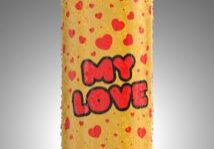 Yellow Metal Aluminium Beverage Drink Can With Water droplets for valentine day